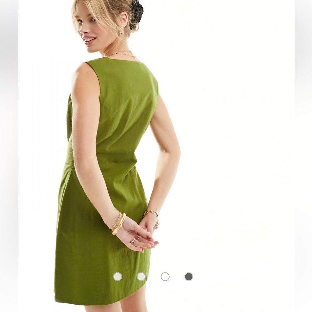 ASOS Design Mini Button Up Linen Blend Vest Dress - Picture 9 of 15